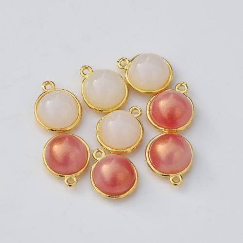 Resin Zinc Alloy Pendants, with Resin, Round, plated, DIY [