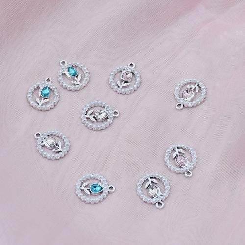 Zinc Alloy Rhinestone Pendants, with Plastic Pearl, plated, DIY & with rhinestone 