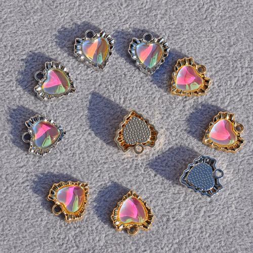 Resin Zinc Alloy Pendants, with Resin, Heart, plated, DIY [