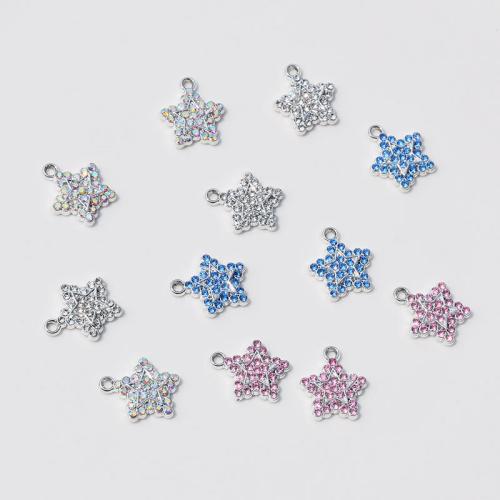 Zinc Alloy Rhinestone Pendants, Star, plated, DIY & with rhinestone [