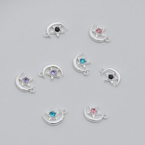 Zinc Alloy Rhinestone Pendants, Moon and Star, plated, DIY & with rhinestone [