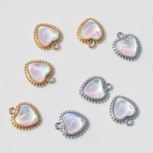 Resin Zinc Alloy Pendants, with Resin, Heart, plated, DIY [