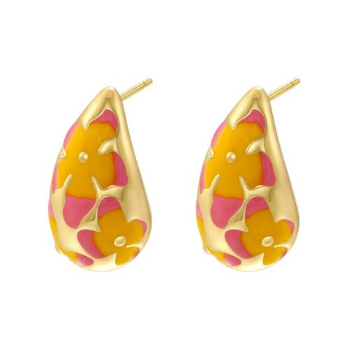 Brass Stud Earring, plated, for woman & enamel 