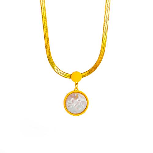 Collier de bijoux de titane, Acier titane, avec perle de plastique, avec 5cm chaînes de rallonge, Plaqué or 18K, bijoux de mode & pour femme, doré Environ 40 cm, Vendu par PC