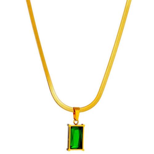 Collier de bijoux de titane, Acier titane, avec 5cm chaînes de rallonge, bijoux de mode & styles différents pour le choix & pour femme & avec strass, doré Environ 40 cm, Vendu par PC