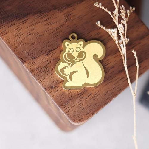 Stainless Steel Animal Pendants, 304 Stainless Steel, Squirrel, Vacuum Ion Plating, fashion jewelry & DIY [