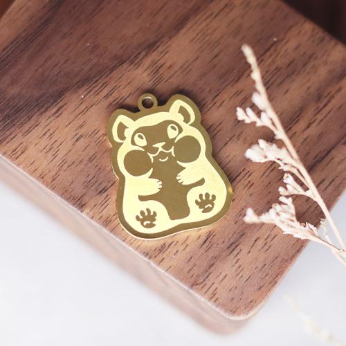 Stainless Steel Animal Pendants, 304 Stainless Steel, hamster, Vacuum Ion Plating, fashion jewelry & DIY [