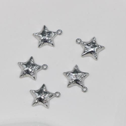 Zinc Alloy Rhinestone Pendants, Star, platinum color plated, fashion jewelry & DIY & with rhinestone [