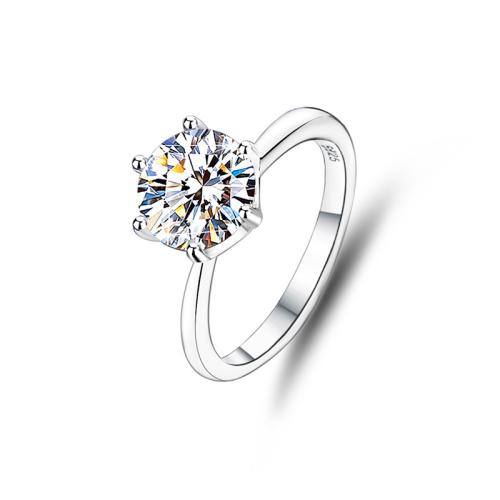 Zircon pavent argent sterling Bague, Argent sterling 925, avec Moissanite, bijoux de mode & normes différentes pour le choix & pavé de micro zircon & pour femme, Vendu par PC