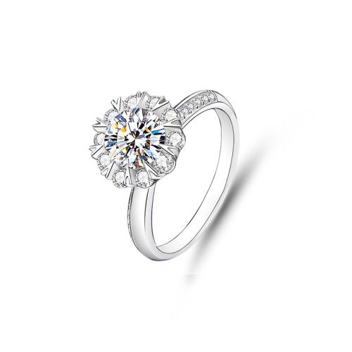 Anillo de dedo Zirconia Micro Pave Sterling Silver Cubic, Plata de ley 925, con Moissanite, Joyería & diverso tamaño para la opción & micro arcilla de zirconia cúbica & para mujer, Vendido por UD