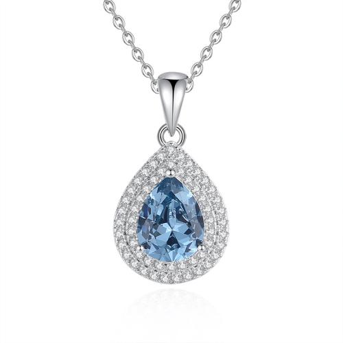 Cubic Zirconia Micro Pave Sterling Silver Necklace, 925 Sterling Silver, with 5cm extender chain, fashion jewelry & micro pave cubic zirconia & for woman Approx 40 cm 