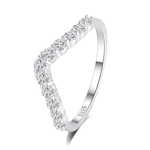 Anillo de dedo Zirconia Micro Pave Sterling Silver Cubic, Plata de ley 925, diferentes estilos para la opción & micro arcilla de zirconia cúbica & para mujer, Vendido por UD