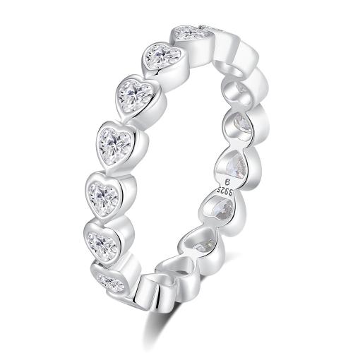 Anillo de dedo Zirconia Micro Pave Sterling Silver Cubic, Plata de ley 925, diferentes estilos para la opción & micro arcilla de zirconia cúbica & para mujer, Vendido por UD