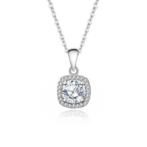 Cubic Zirconia Micro Pave Sterling Silver Necklace, 925 Sterling Silver, with 5cm extender chain, fashion jewelry & micro pave cubic zirconia & for woman Approx 40 cm 