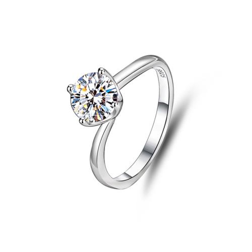 Zircon pavent argent sterling Bague, Argent sterling 925, avec Moissanite, bijoux de mode & pavé de micro zircon & pour femme, Vendu par PC