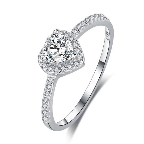 Anillo de dedo Zirconia Micro Pave Sterling Silver Cubic, Plata de ley 925, con Moissanite, Joyería & diverso tamaño para la opción & micro arcilla de zirconia cúbica & para mujer, Vendido por UD