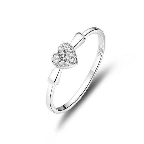 Anillo de dedo Zirconia Micro Pave Sterling Silver Cubic, Plata de ley 925, Corazón, Joyería & diverso tamaño para la opción & micro arcilla de zirconia cúbica & para mujer, Vendido por UD[