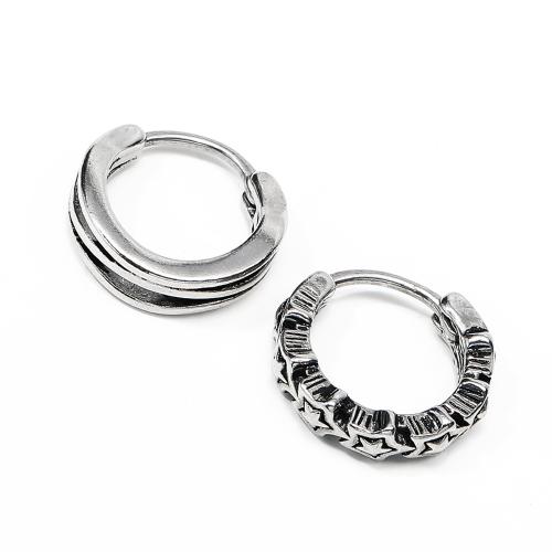 Mens acier inoxydable Hoop boucles d'oreilles, Acier inoxydable 304, bijoux de mode & unisexe & styles différents pour le choix, couleur originale, Vendu par PC