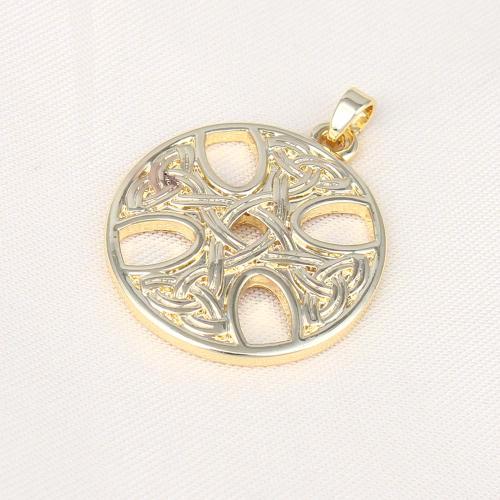 Brass Jewelry Pendants, Round, gold color plated, DIY 