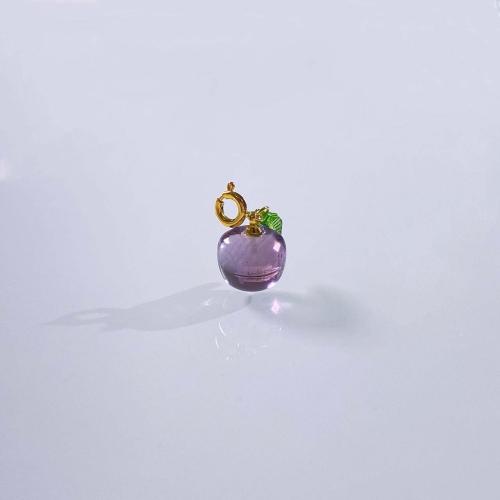 Natural Quartz Pendants, Amethyst, with Brass, Apple, DIY, purple, 11mm 