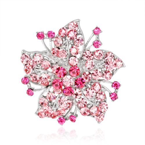 Rhinestone Zinc Alloy Brooch, Flower, fashion jewelry & for woman & with rhinestone 