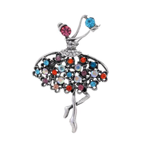 Rhinestone Zinc Alloy Brooch, Girl, plated, fashion jewelry & for woman & with rhinestone 