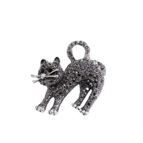 Rhinestone Zinc Alloy Brooch, Cat, plated, fashion jewelry & for woman & with rhinestone 