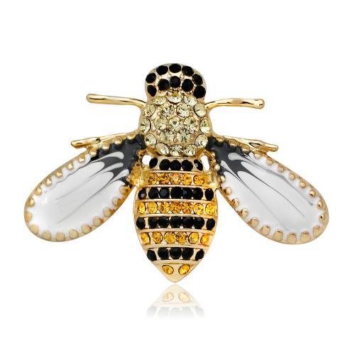 Rhinestone Zinc Alloy Brooch, with Plastic Pearl, Bee, fashion jewelry & Unisex & with rhinestone 