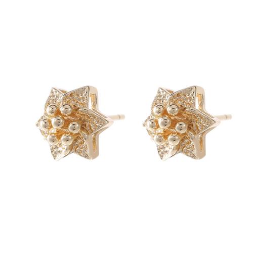 Brass Stud Earring, plated & for woman, golden 