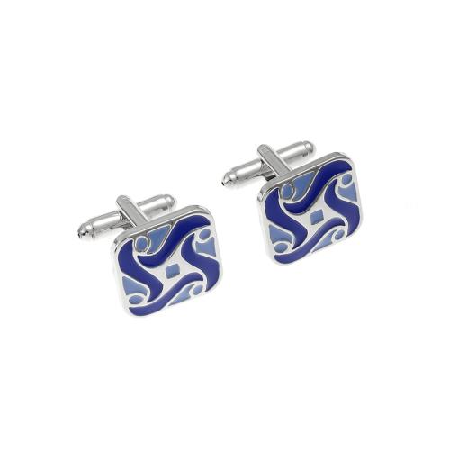 Zinc Alloy Cufflinks, stoving varnish, Unisex & enamel, blue 