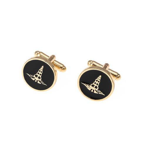 Zinc Alloy Cufflinks, plated, Unisex & enamel, golden 