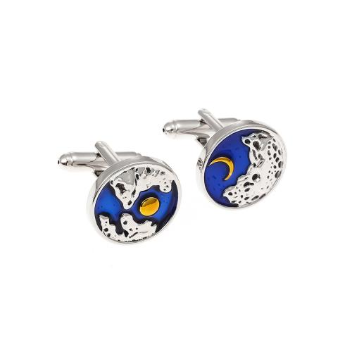 Zinc Alloy Cufflinks, Unisex & enamel, silver color 