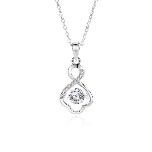 Zircon cubique Micro Pave collier en argent sterling, Argent sterling 925, avec 5cm chaînes de rallonge, bijoux de mode & pavé de micro zircon & pour femme, plus de couleurs à choisir Environ 40 cm, Vendu par PC[