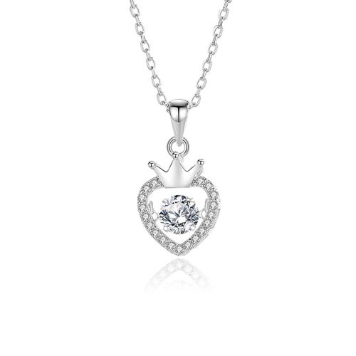 Zircon cubique Micro Pave collier en argent sterling, Argent sterling 925, avec 5cm chaînes de rallonge, bijoux de mode & pavé de micro zircon & pour femme, plus de couleurs à choisir Environ 40 cm, Vendu par PC[