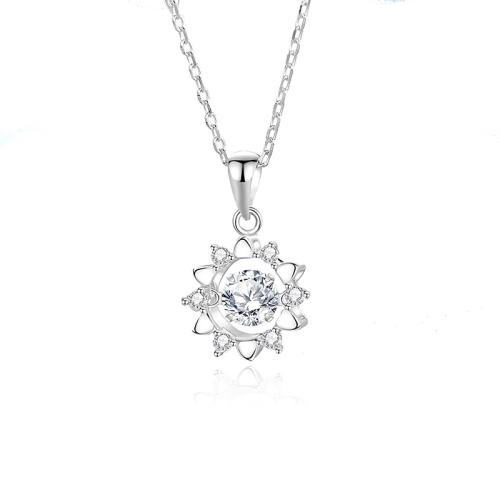 Zircon cubique Micro Pave collier en argent sterling, Argent sterling 925, avec 5cm chaînes de rallonge, bijoux de mode & pavé de micro zircon & pour femme, plus de couleurs à choisir Environ 40 cm, Vendu par PC[