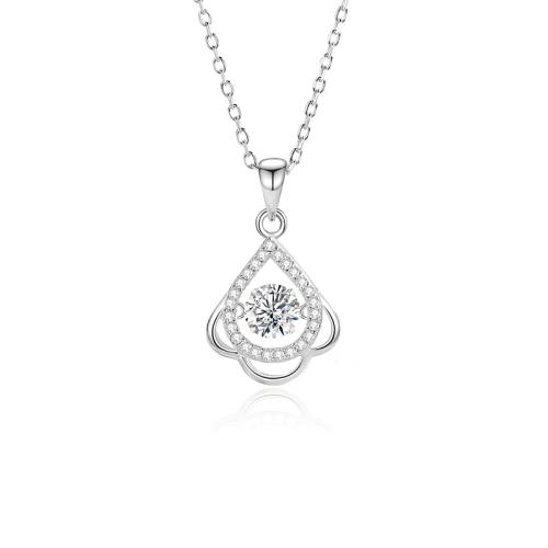 Zircon cubique Micro Pave collier en argent sterling, Argent sterling 925, avec 5cm chaînes de rallonge, bijoux de mode & pavé de micro zircon & pour femme, plus de couleurs à choisir Environ 40 cm, Vendu par PC[