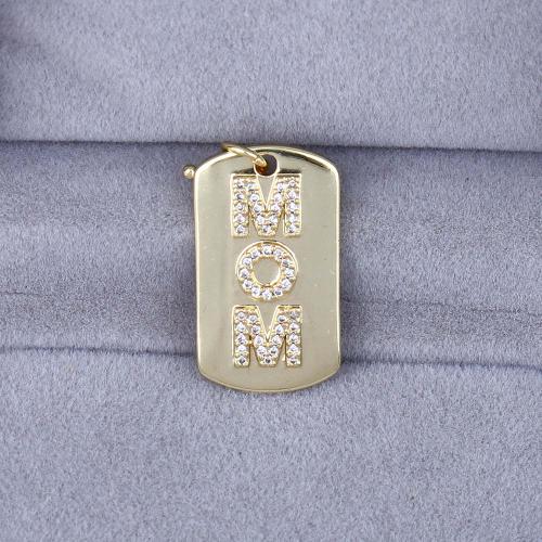 Colgante de Micro Pavé de Zirconía Cúbica, metal, chapado en color dorado, Bricolaje & micro arcilla de zirconia cúbica, 25x15.3x2.7mm, Vendido por UD