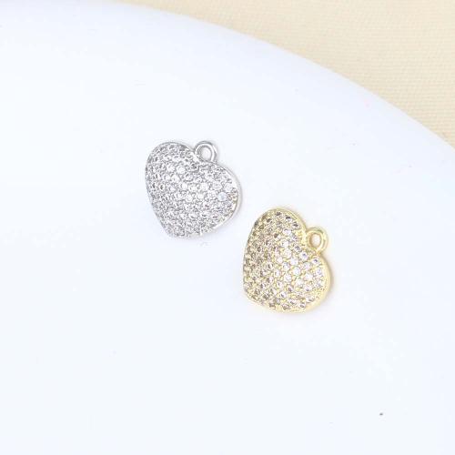 Colgante de Micro Pavé de Zirconía Cúbica, metal, Corazón, chapado, Bricolaje & micro arcilla de zirconia cúbica, más colores para la opción, 11.3x11.2x2.8mm, Vendido por UD