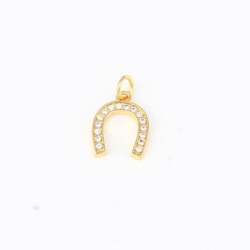 Colgante de Micro Pavé de Zirconía Cúbica, metal, chapado en color dorado, Bricolaje & micro arcilla de zirconia cúbica, 13.6x10.5x1.9mm, Vendido por UD