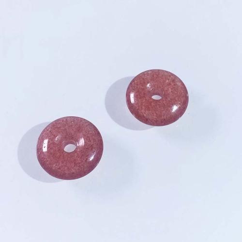 Perles nature de couleur Mix, Strawberry Quartz, Plat rond, DIY, rose, 15mm, Vendu par PC[