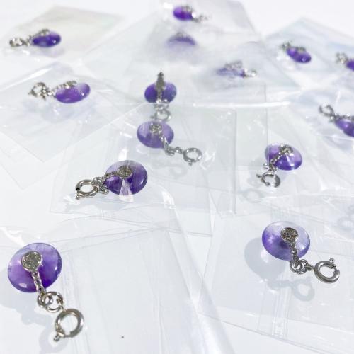 Natural Quartz Pendants, Amethyst, with Brass, DIY, purple, 12mm 