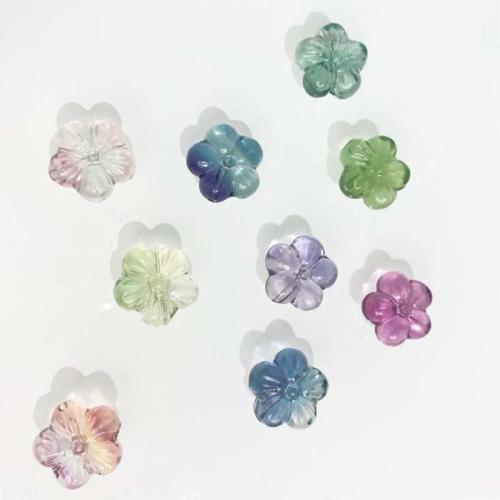 Fluorite Beads, Natural Fluorite, Flower, DIY, Random Color, 14mm 