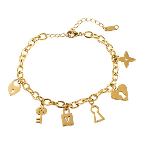 Titanio Acero Pulseras y brazaletes, Partículas de acero, Joyería & diferentes estilos para la opción & para mujer, dorado, Vendido por UD