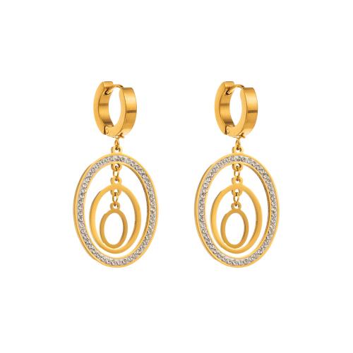 Boucles d'oreilles en acier titane, bijoux de mode & styles différents pour le choix & pour femme & avec strass, Or, Vendu par paire