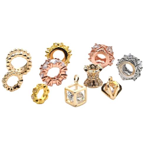 Brass Spacer Beads, plated, DIY & micro pave cubic zirconia [