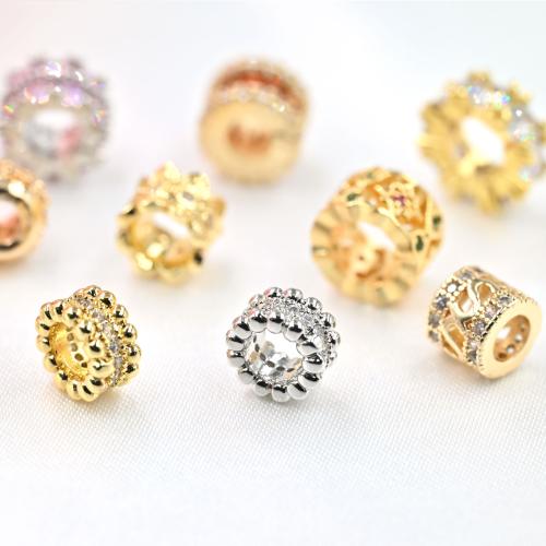 Brass Spacer Beads, plated, DIY & micro pave cubic zirconia [