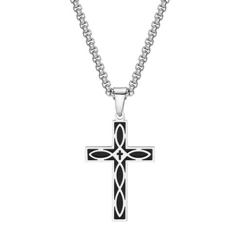 Stainless Steel Cross Pendants, 304 Stainless Steel, plated & enamel, original color 