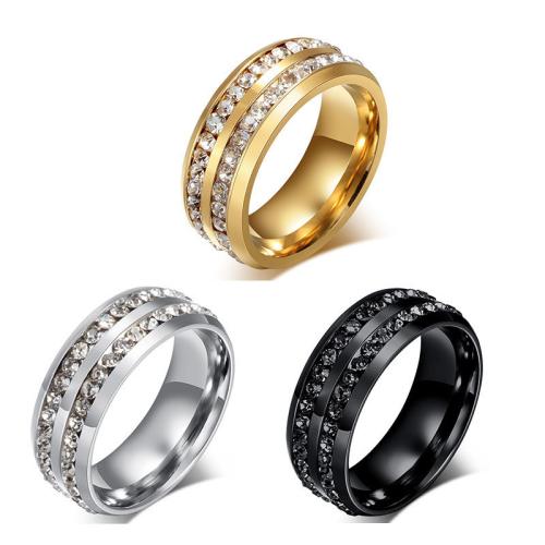 Titanium Steel Finger Ring, plated, Unisex & micro pave cubic zirconia 