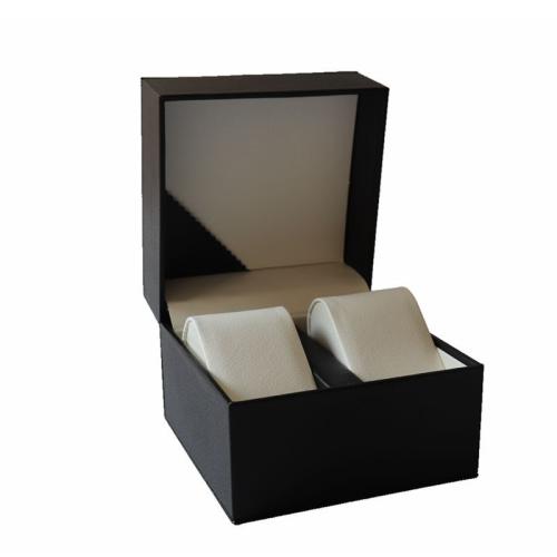 Leather Watch Box, PU Leather, handmade, portable & dustproof & for couple, black [