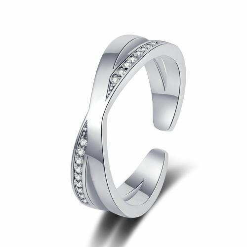 Befestigter Zirkonia Messingring Fingerring, Messing, plattiert, Micro pave Zirkonia & für Frau, keine, verkauft von PC[